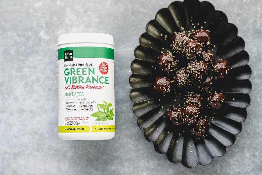 Chocolate Covered Matcha Energy Bites