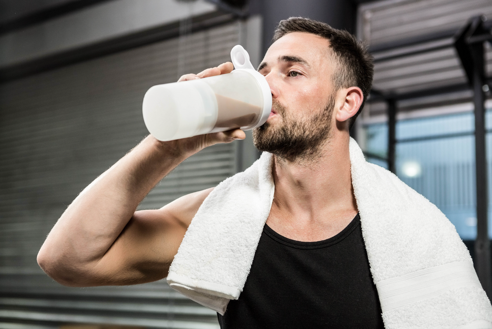 Man drinking protein shake