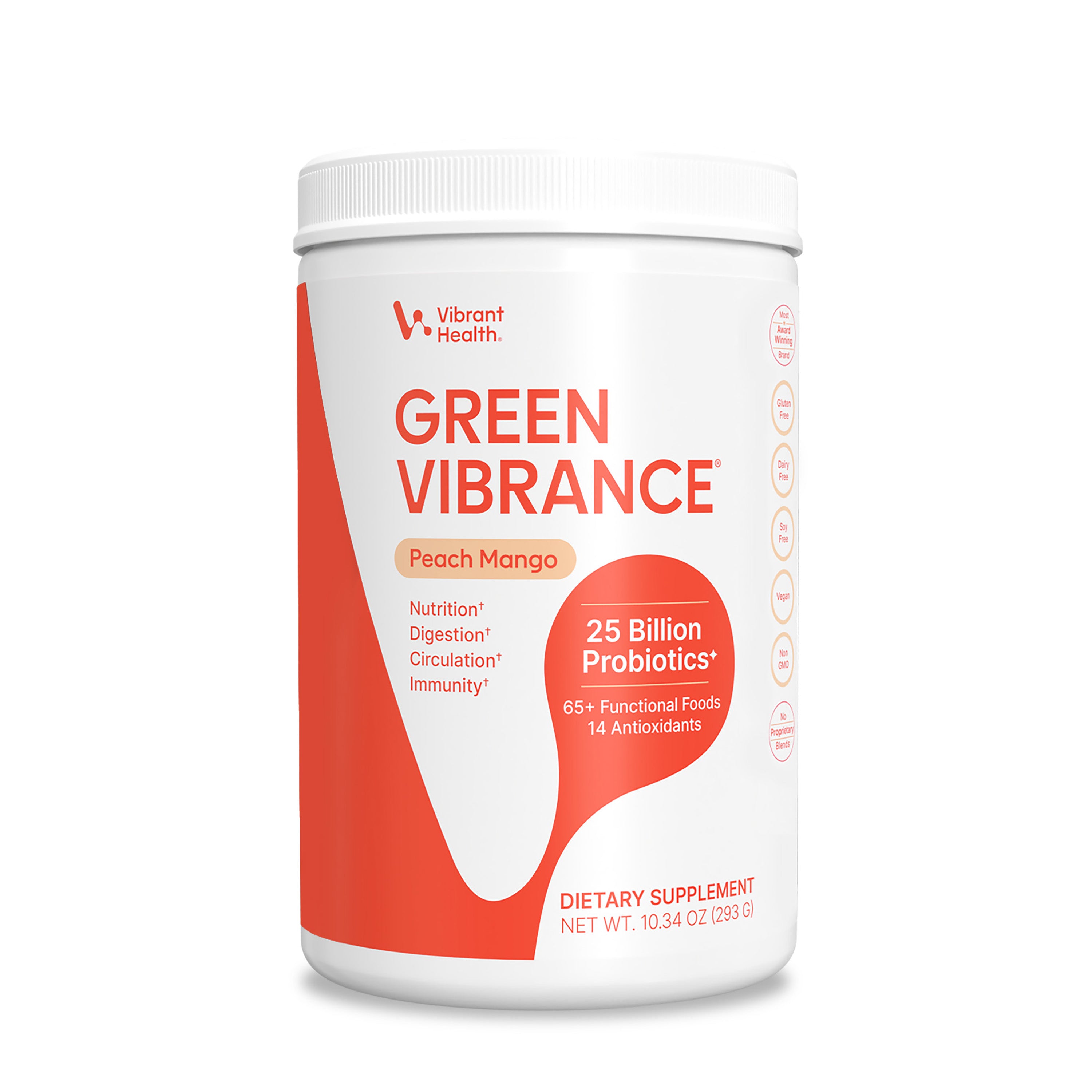 Green Vibrance Peach Mango greens powder tub