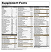 Supplement facts label with detailed nutritional information on a white background